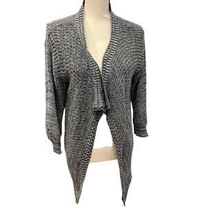 Women's ALLEN B by Allen Schwartz Cotton Oversized Open Sweater Grey Knit Large